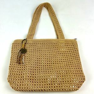 The SAK crochet with metallic gold lining shoulder bag